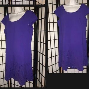 NWT! ANN TAYLOR CapSleeve Eyelet Dress Blue Sz 12